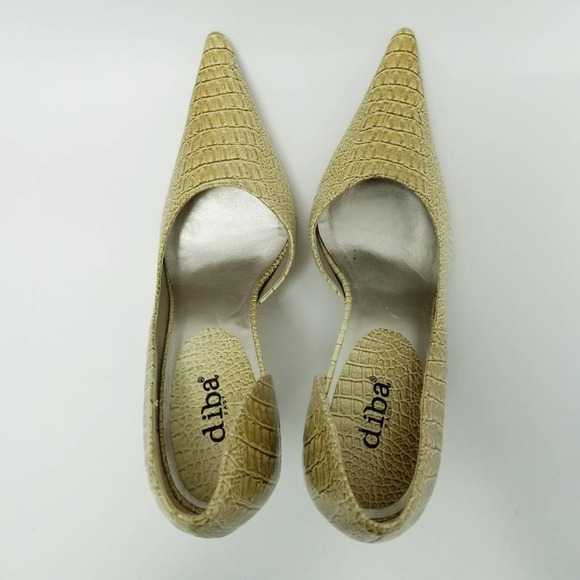 Diba Zana D'orsay Heels Shoes Crocodile Skin Pointed Toe Slip On Size 7M - Picture 3 of 12